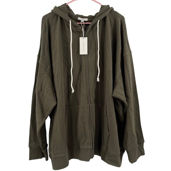 Z SUPPLY Academy Zip Up Hoodie SZ 2X Grape Leaf Sweatshirt NWT Plus Curvy Green - Picture 3 of 14